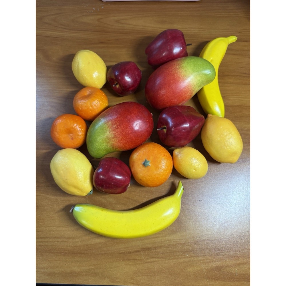 Faux Fruit Bundle 15 Pc Artificial Bananas Apples Lemons Bananas Oranges Mango